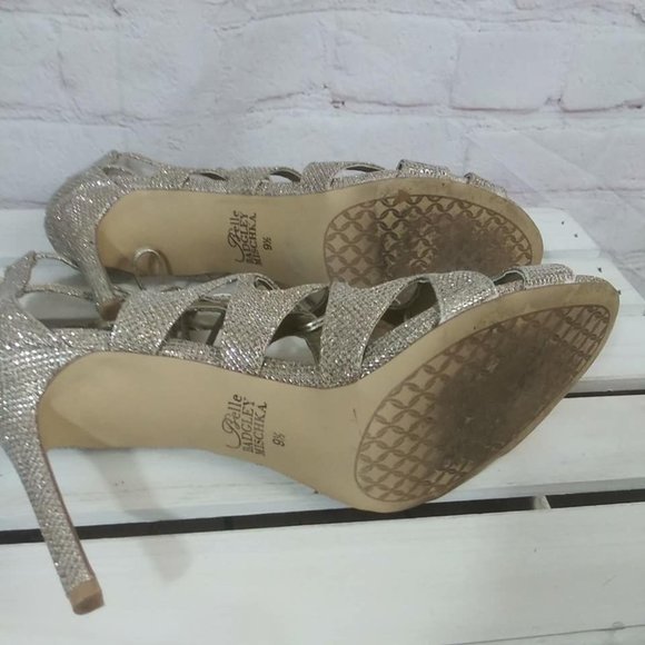 Belle Badgley Mischka Gold Shimmer Stiletto Sz 9.5 - Picture 10 of 10